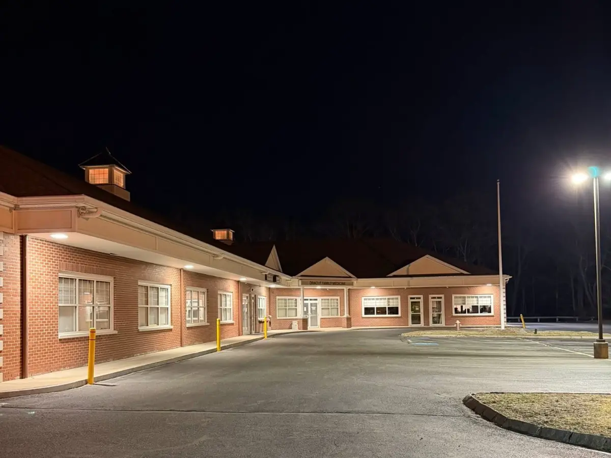 Commercial building exterior lighting installed by R.J.L Electric